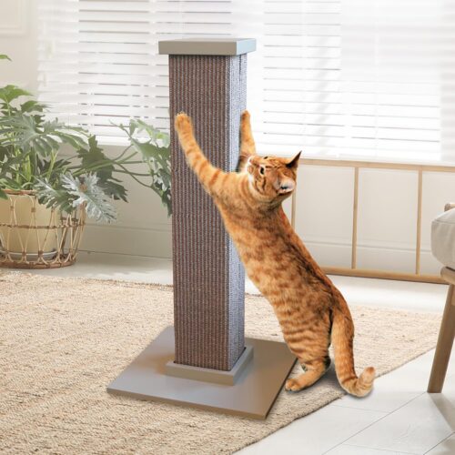SmartCat Ultimate Scratching Post – Gray, Large 32 Inch Tower - Sisal Fiber, Simple Design - For All Cats - Image 7