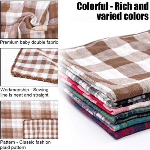 Remifa Dog Bandana - 6PCS Birthday Gift Washable Green Blue Red Christmas Bandana Square Plaid Printing Bib Double Reversible Kerchief Scarf Adjustable Accessories for Small to Large Dog Puppy Cat - Image 4
