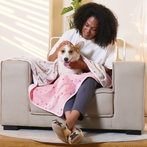 1 Pack 6 Blankets Dog Cat Soft Fluffy Fleece Pet Blanket Warm Cute Print Design Puppy Kitten Blanket Doggy Dot Medium(30"x20") - Image 8