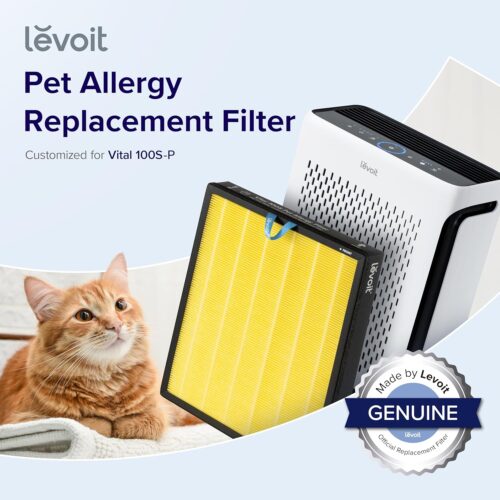LEVOIT Vital 100S-P Pet Allergy Air Purifier Replacement, Supports HEPA Sleep Mode, 3-In-1 Filter, Efficiency Activated Carbon, Vital 100S-RF-PA , 1 Pack, Yellow - Image 2