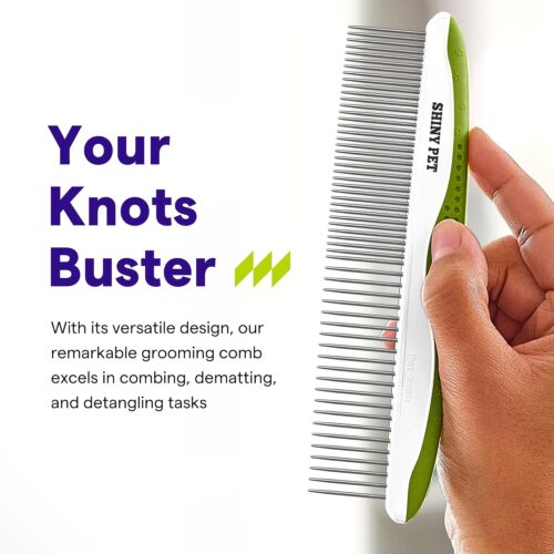 Dog Comb for Removes Tangles and Knots - Cat Comb for Removing Matted Fur - Grooming Tool with Stainless Steel Teeth and Non-Slip Grip Handle - Best Pet Hair Comb for Home Grooming Kit - Ebook Guide - Image 2