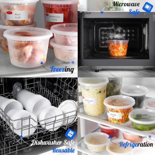 8oz 40set Deli Containers with Lids, Small Containers with Lids, Disposable Quart Containers - Leakproof, Microwave/Dishwasher Safe, Durable - Image 3