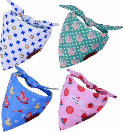 Small Spring Dog Bandanas 4Pack,Dog Scarf,Dog Bandanas boygirl,Premium Durable Fabric,Adjustable Fit,Unique Shape,Provide Various Sizes(Small, Cute Pattern) - Image 8