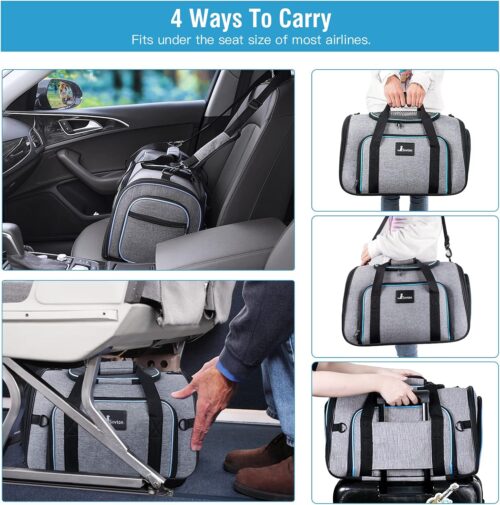 Siivton Pet Carrier Airline Approved, 4 Sides Expandable Cat Carrier Bag with Removable Fleece Pad, Large Soft Sided Pet Travel Carrier, Dog Carrier for Cats, Puppy and Small Dogs - Image 3