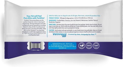 Vetnique Labs Furbliss Hygienic Pet Wipes for Dogs & Cats, Cleansing Grooming & Deodorizing Hypoallergenic Thick Wipes with All Natural Deoplex Deodorizer (Refreshing, 600ct) - Image 3