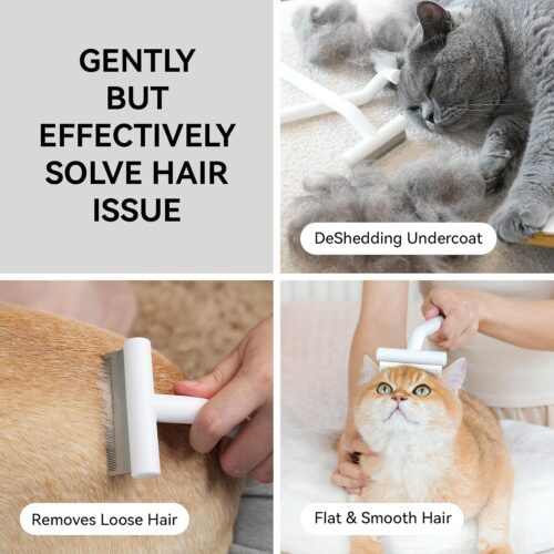 Aumuca Pet Deshedding Tools for Short Haired Cats & Dogs, Dematting Deshedding Brush Cats Shedding Tool, Dog Undercoat Brush, Gently and Effectively Remove Loose Hair, Highly Deshedder Grooming Combs - Image 2