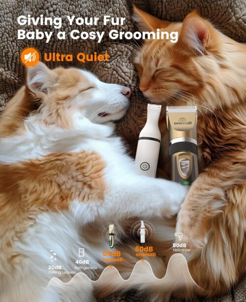 oneisall Dog Clippers and Dog Paw Trimmer Kit 2 in 1 Low Noise Cordless Dog Clippers for Grooming Pet Hair Trimmers for Small and Large Dogs Cats Animals - Image 4