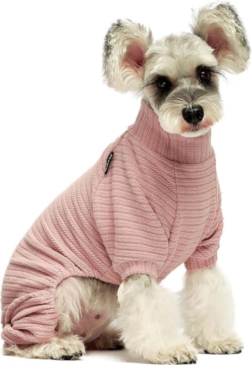 Fitwarm Turtleneck Knitted Dog Sweater Puppy Pajamas Thermal Doggie Winter Clothes Knitwear Pet Coats Cat Apparel Pink Small - Image 3