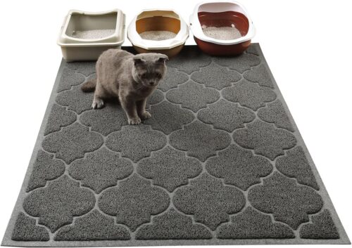 Cat Litter Mat, XL Super Size, Phthalate Free, Easy to Clean, 46×35 Inches, Durable, Soft on Paws, Large Litter Mat.