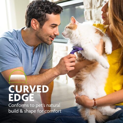 FURminator Cat deShedding Tool, deShedding Brush For Cats, Removes Loose Hair, Large - Image 3